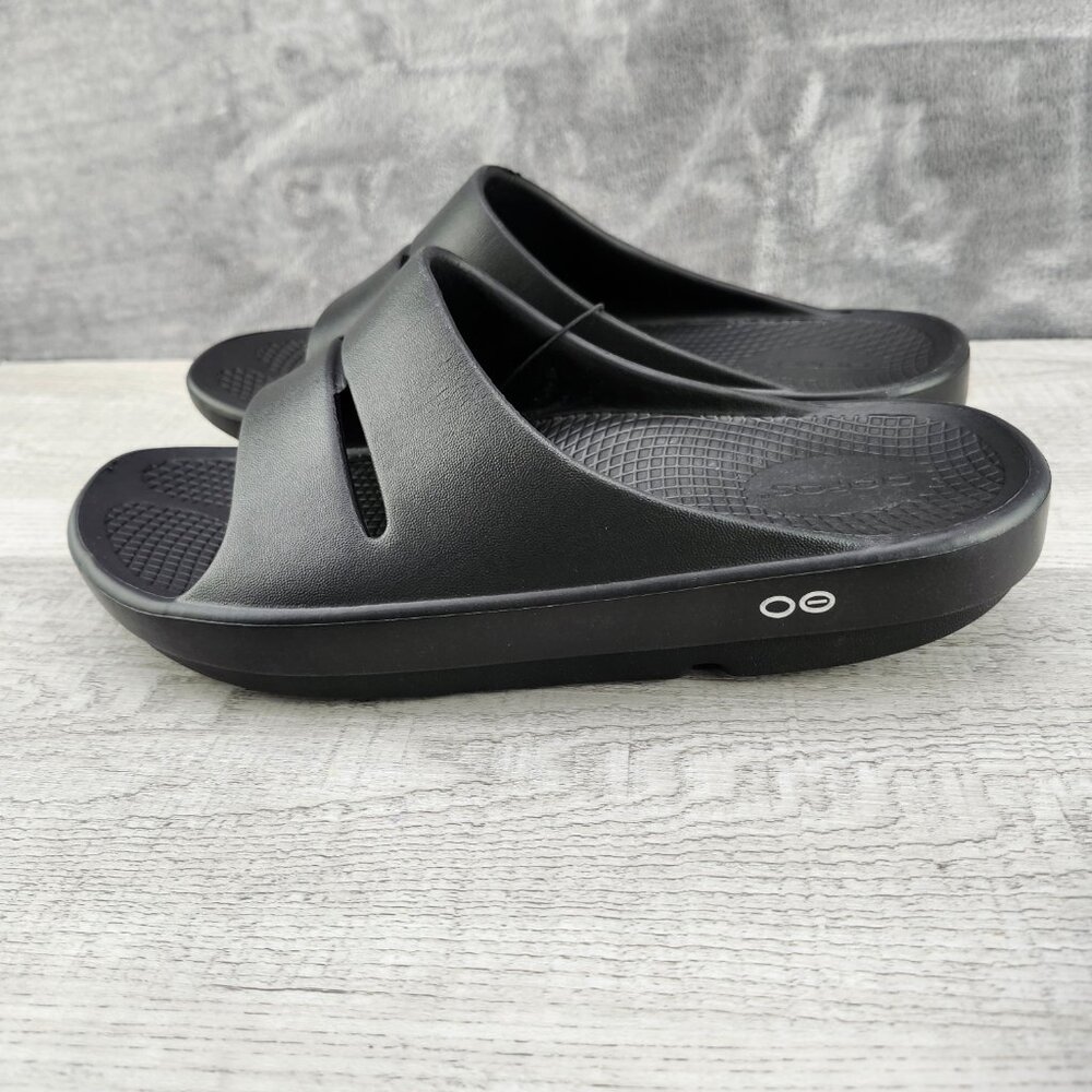 OOFOS OOAHH Slide Impact Absorption Recovery Sandals, Size W10/M8 Black New - Picture 6 of 14